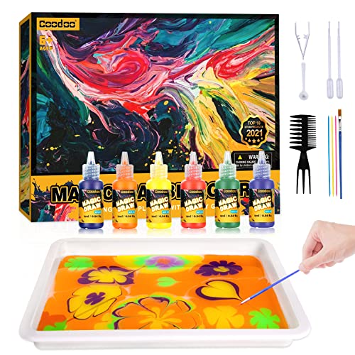 Coodoo Water Marbling Paint for Kids - Arts and Crafts for Girls & Boys Crafts Kits Ideal Gifts for Kids Age 6-8 8-12 - Image 1