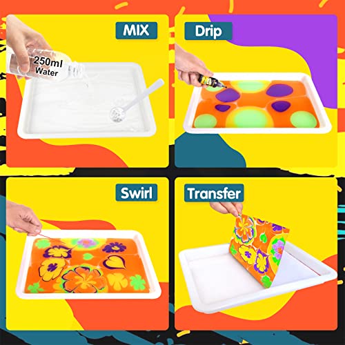 Coodoo Water Marbling Paint for Kids - Arts and Crafts for Girls & Boys Crafts Kits Ideal Gifts for Kids Age 6-8 8-12 - Image 4