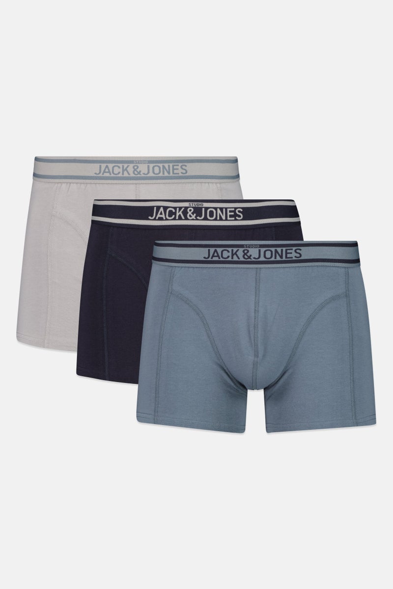 JACK & JONES Men 3 Pcs Brand Logo Trunks, Multicolor - Image 1