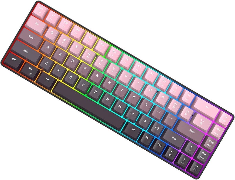 68 Key RGB Gaming Keyboard for PC, Computer Laptop with 18 Lighting Modes TypeC Wired Connection ABS Keycaps 10M Keystrokes (Gradient Pink) - Image 1