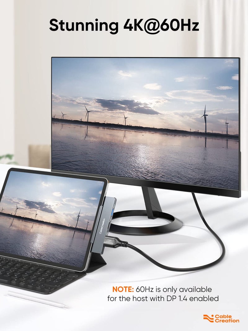 CableCreation iPad Pro USB C Hub, CableCreation 5-in-1 USBC Hub Multiport Adapter with 4K 60hz HDMI, USB 3.0, USB C Charging and 3.5mm Audio Jack with Magnetic Grip for MacBook, iPad Pro,iPad Air and More - Image 4