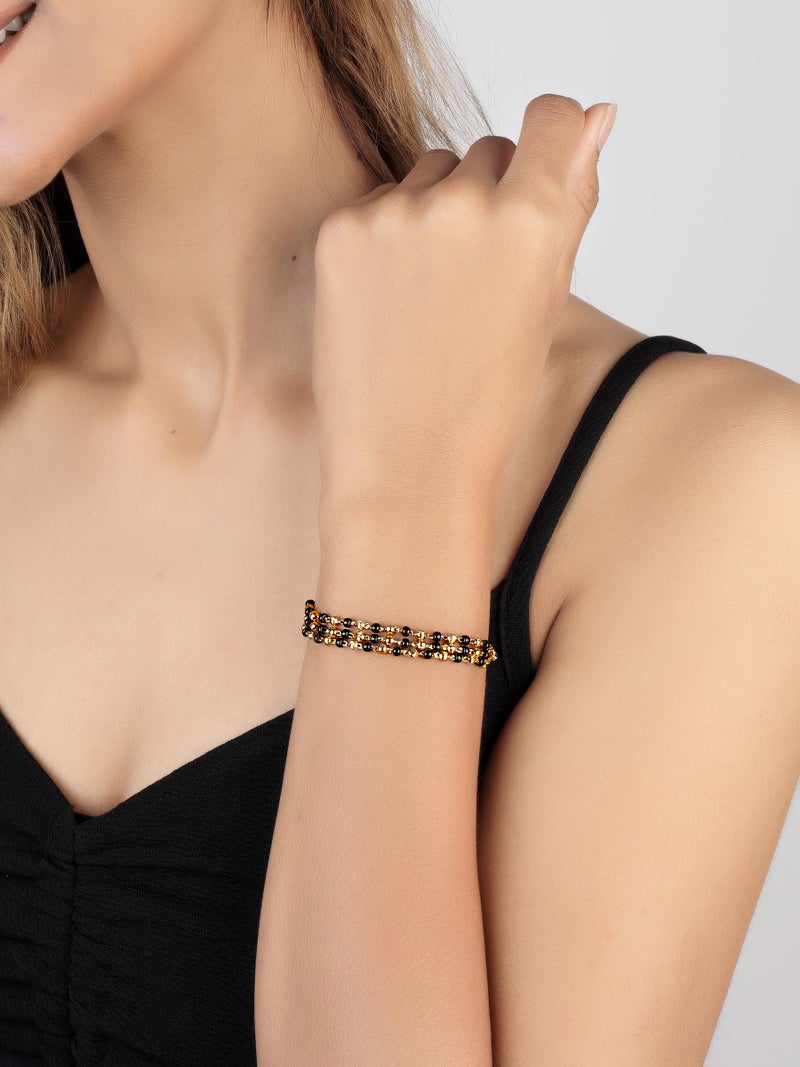 JHB Gold Plated Non-Precious Metal Mangalsutra Bangle Style Hand Bracelet for Women - Image 2