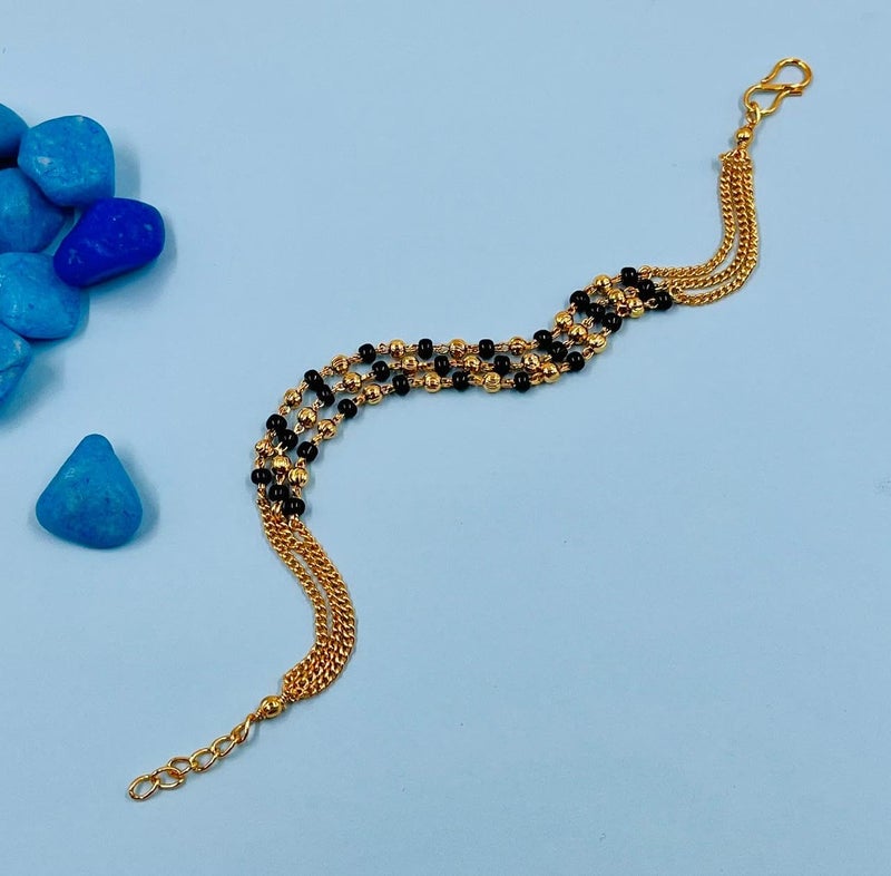 JHB Gold Plated Non-Precious Metal Mangalsutra Bangle Style Hand Bracelet for Women - Image 3