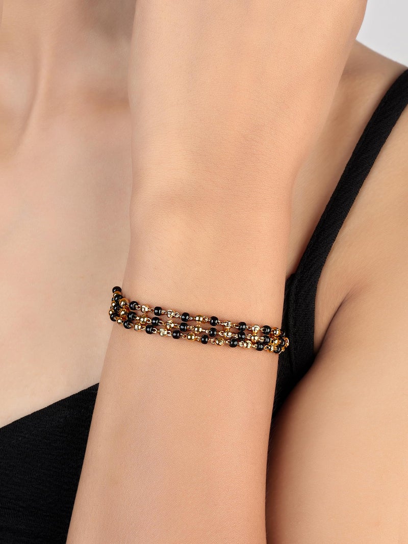 JHB Gold Plated Non-Precious Metal Mangalsutra Bangle Style Hand Bracelet for Women - Image 4
