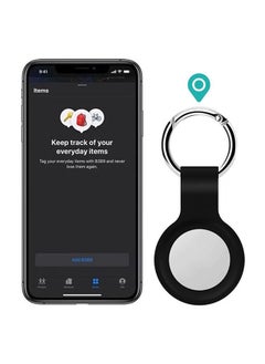 Generic Durable Black Keychain Holder for Apple AirTag - Secure and Stylish Silicone Case with Metal Keyring  - Image 2