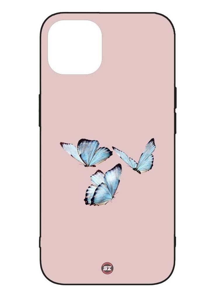 Service Zone Protective Printed Mobile Cover Monarch Pretty Butterflies On Pastel Purple For Apple iPhone 14 Plus  - Image 1