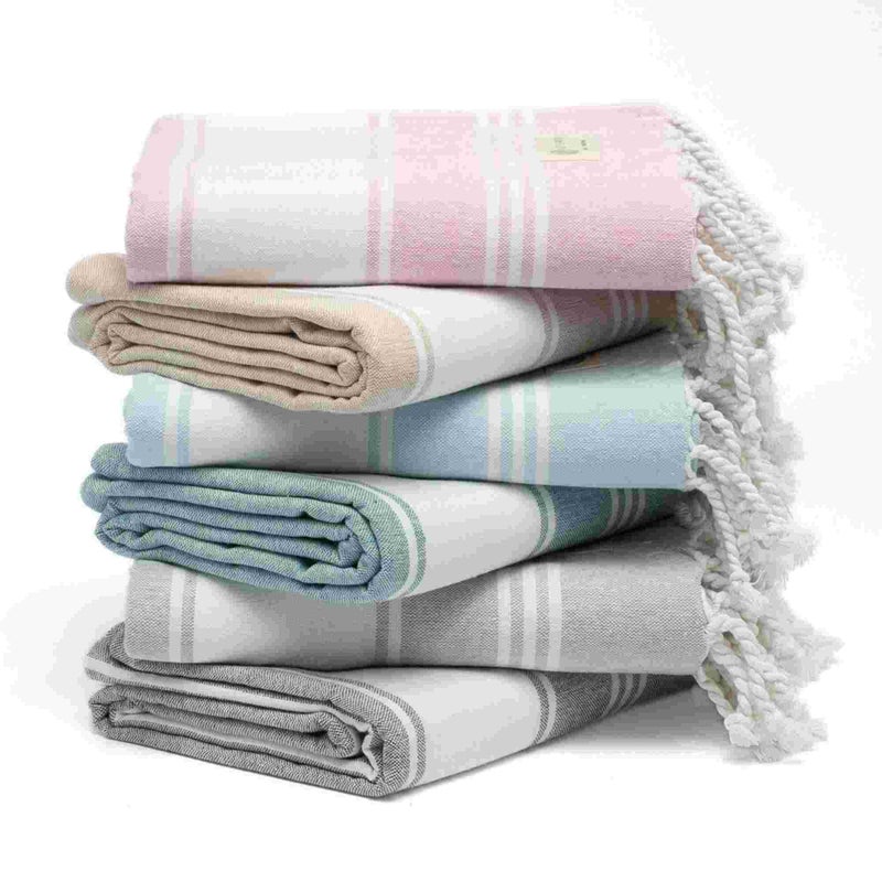 Salt Earth Cotton Turkish Beach Towel, Set of 6-36" X72" Large Bath Towels, Quick Dry Towel, Bathroom, Beach Essentials, Gym, Quick Dry for Shower, Lightweight Large Towels for All (Multicolor) - Image 1