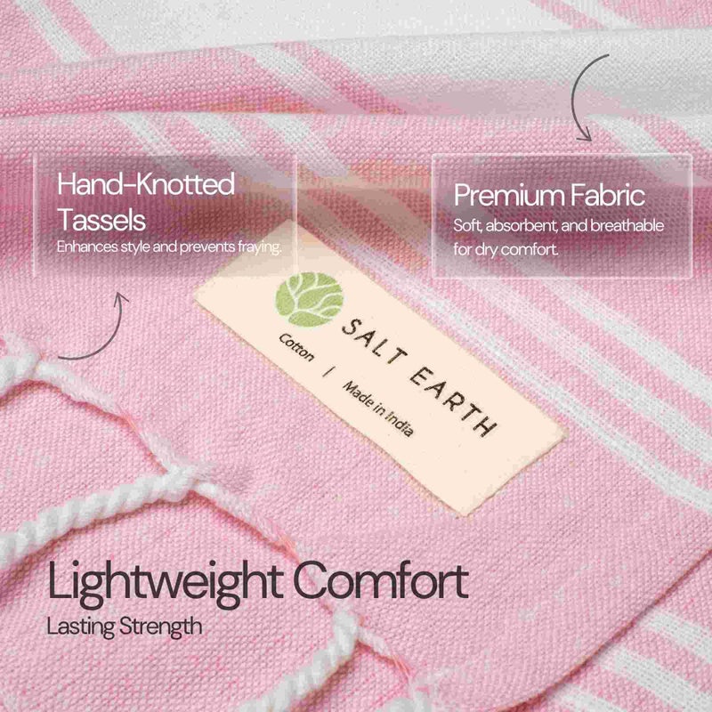 Salt Earth Cotton Turkish Beach Towel, Set of 6-36" X72" Large Bath Towels, Quick Dry Towel, Bathroom, Beach Essentials, Gym, Quick Dry for Shower, Lightweight Large Towels for All (Multicolor) - Image 2