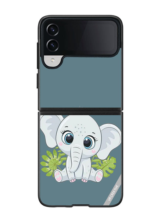 VR CREATIVE Protective Case Cover For Samsung Galaxy Z Flip4 Elephant Design Multicolour - Image 1