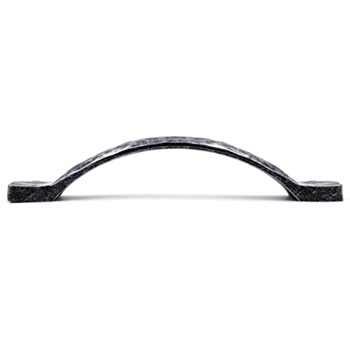 Jetland Arched Hammered Cabinet Pulls - 2-Pack, Iron Scratches, 5" Hole Centers, Rustic Solid Cast Handle Pulls for Dresser Nightstand Furniture, HT0611AS127 - Image 3