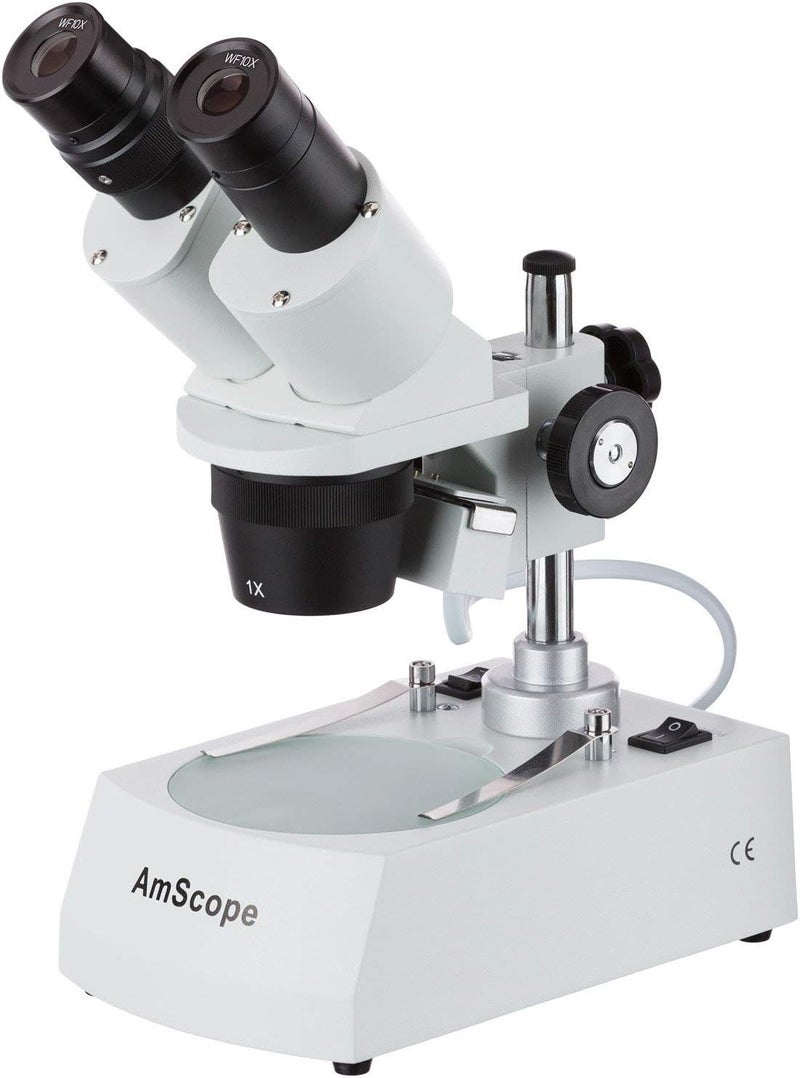 AmScope SE305RPZE1 Digital ForwardMounted Binocular Stereo Microscope WF10x and WF20x Eyepieces 10X20X30X60X Magnification 1X and 3X Objectives Upper and Lower Halogen Lighting Reversible BlackWhite Stage Plate Pillar Stand 120V Includes 13MP Camera and Software - Image 4