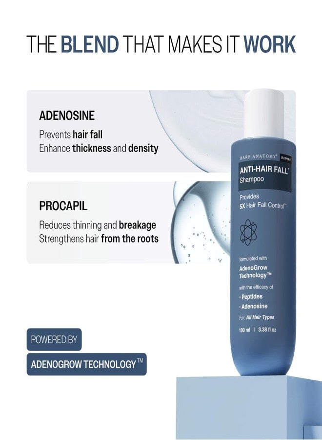 Bare Anatomy Anti Hair Fall Shampoo | 5x Hair Fall Control & Growth | Contains Biotin Adenosine, & Peptides | For All Hair Types | For Women & Men | 100ml - Image 5
