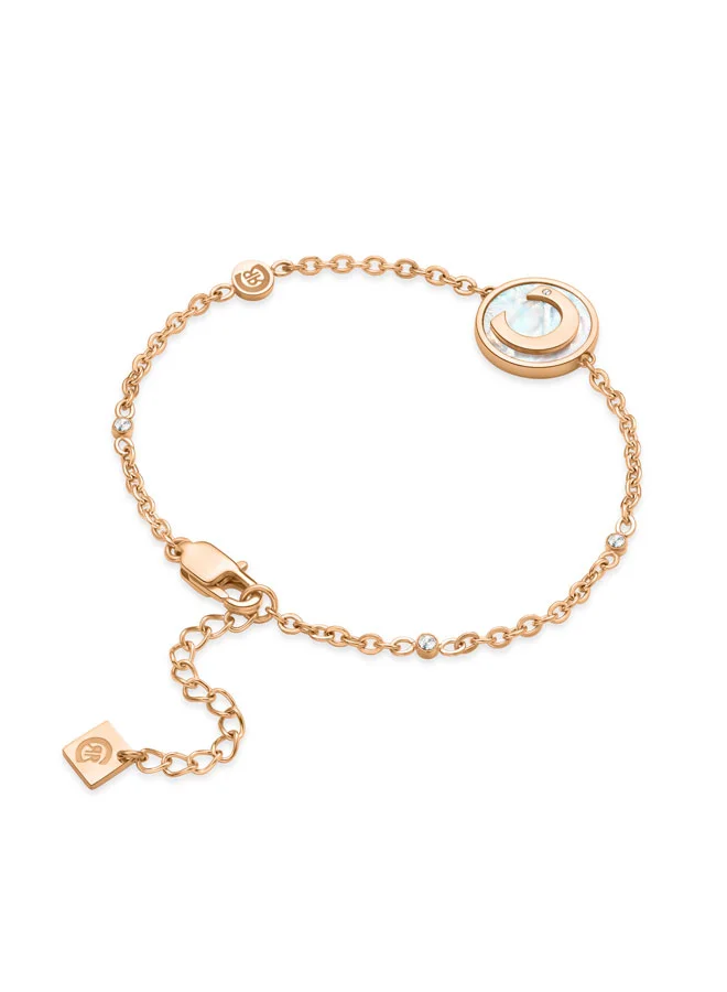 CERRUTI 1881 Circulo Bracelet, Rose Gold with Mother of Pearl and Crystals, Minimalist and Elegant Design for Women