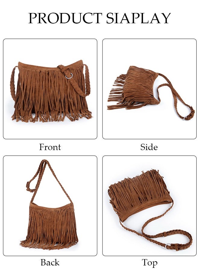 DUNISO - Suede Fringe Tassel Messenger Bag Women Hobo Shoulder Bags Crossbody Handbag Shopping Bag - Image 1