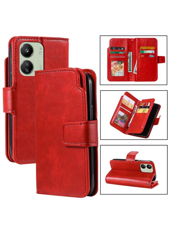The Bros Case For Xiaomi Redmi 13C 4G Global Tri-Fold 9-Card Wallets Leather Phone Case