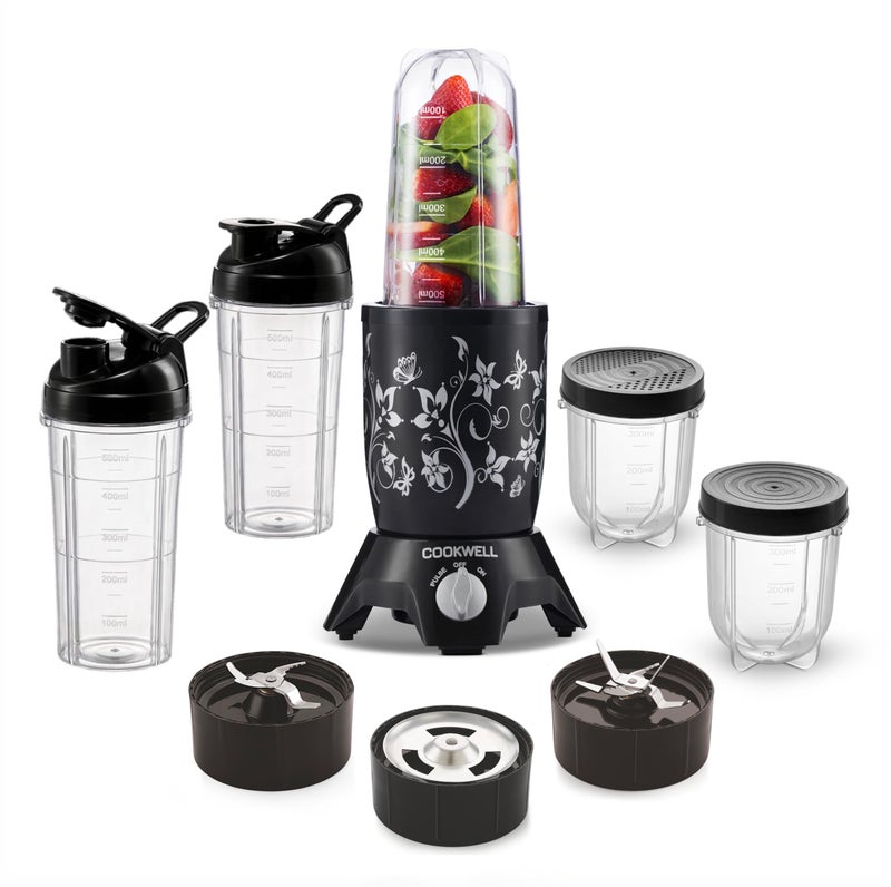 Cookwell Bullet Mixer Grinder (5 Jars, 3 Blades, Black) - Copper, 600 Watts - 2 Year Warranty - Image 1