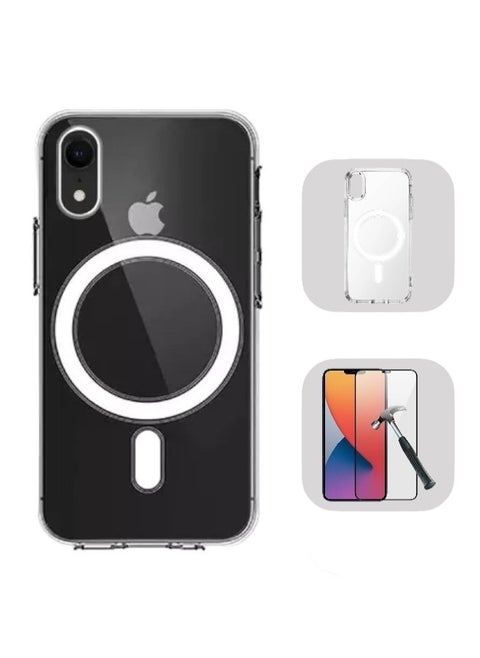 Magnetic MagSafe (2in1) Clear Magnetic Case for iPhone XR with Screen Protector, Full Coverage Set for Apple iPhone XR