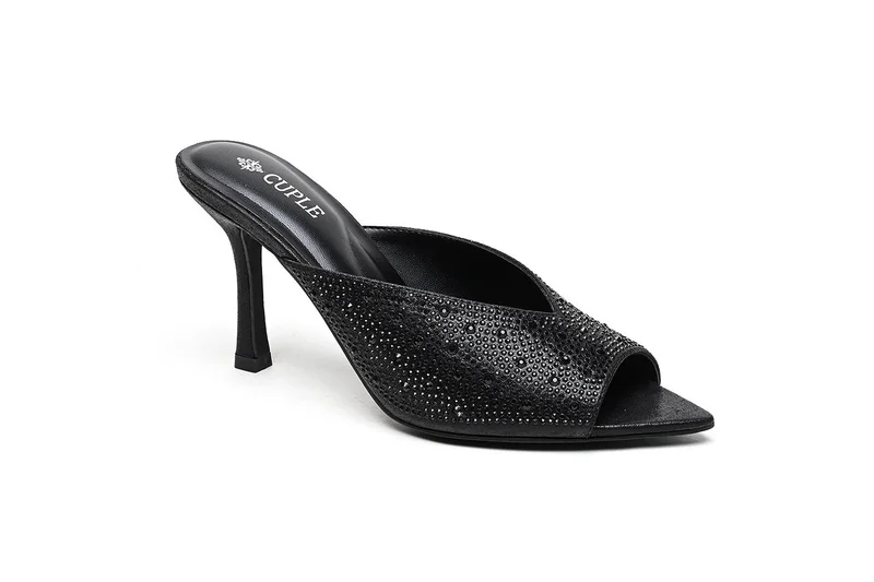 Cuple Embellished open toe high-heeled mule