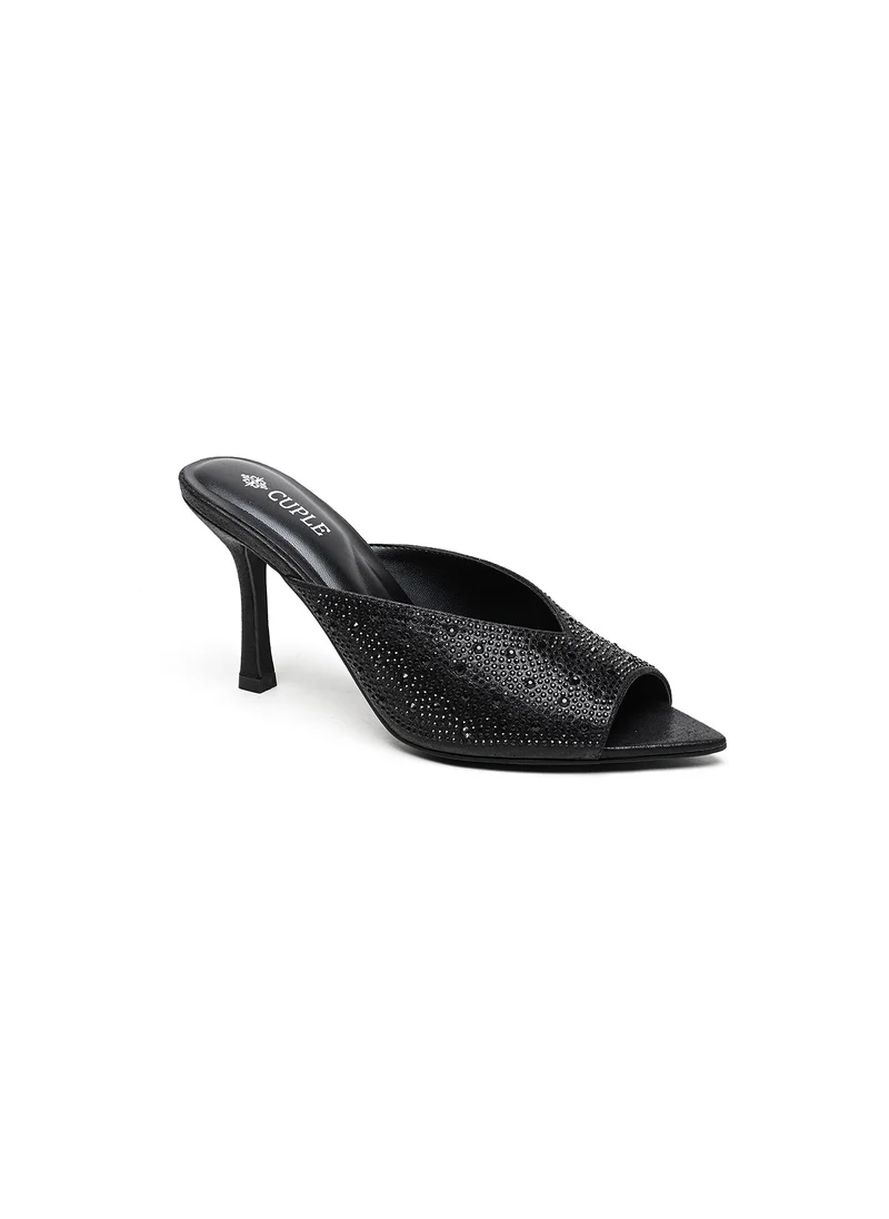Cuple Embellished open toe high-heeled mule