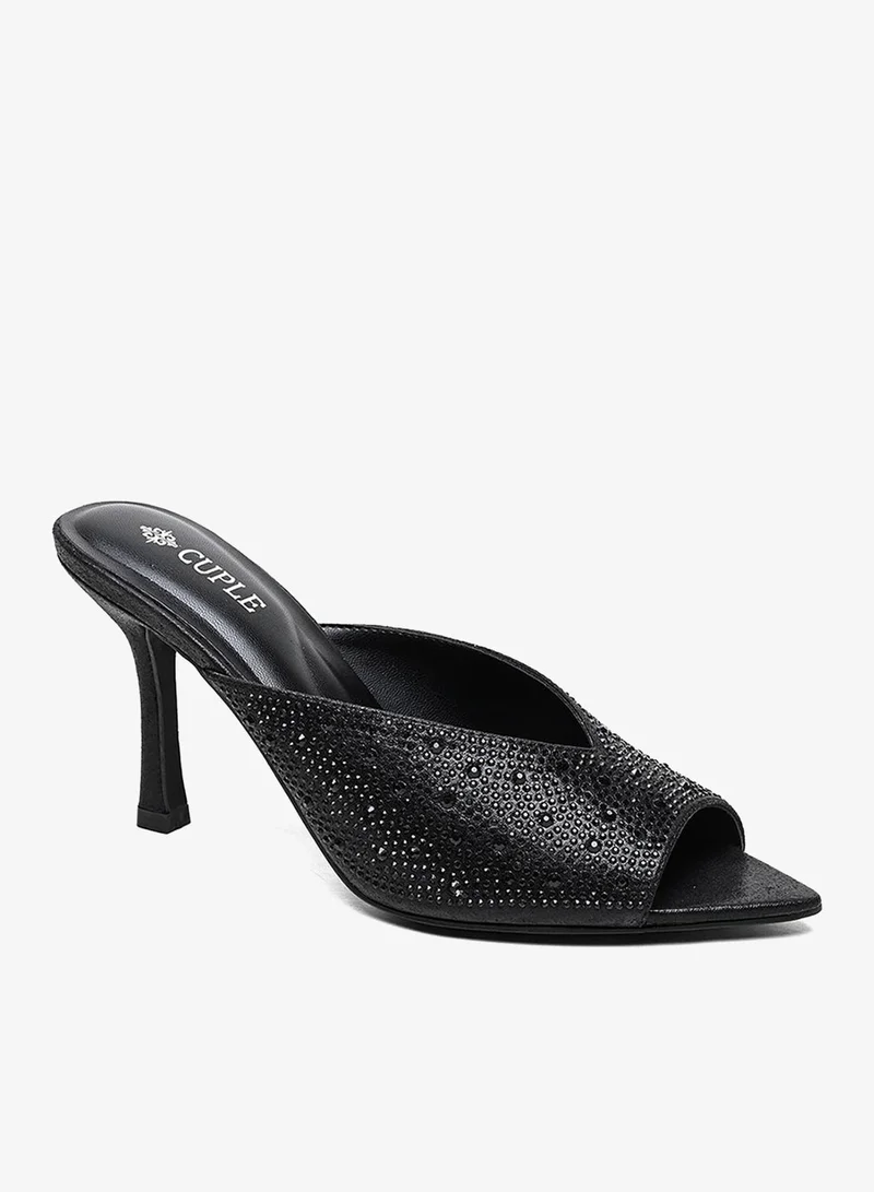 Cuple Embellished open toe high-heeled mule