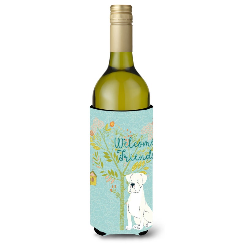 Caroline's Treasures ""Caroline's Treasures Welcome Friends White Boxer Decorative Bottle Hugger  750 ml  Multicolor""