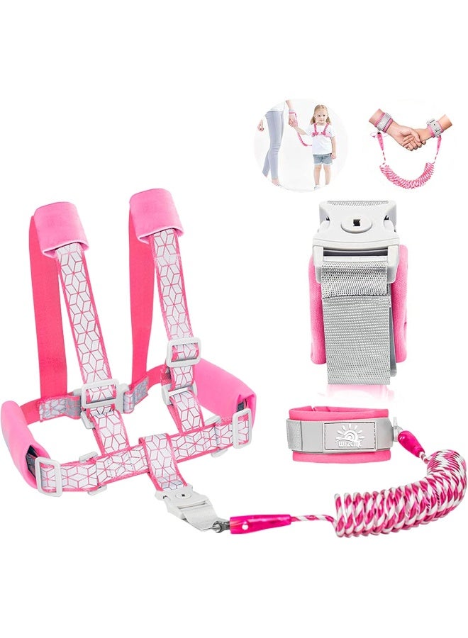 WSZCML Toddler Harness Walking Leash- Child Anti Lost Wrist Link - Child Safety Harness - Upgrade with Reflective Tape Liner 6.5ft - for 1-12 Years Boys and Girls to Disneyland, Zoo or Mall (Pink Leash) - Image 1