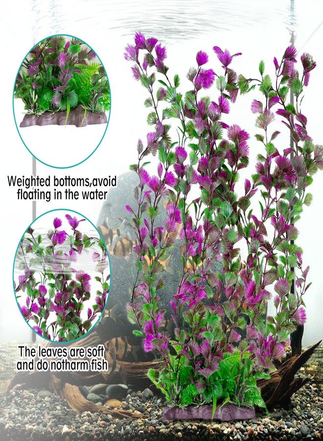 هامليدي نباتات بلاستيكية لأحواض السمك من هاميليدي، ديكورات أحواض السمك، نباتات صناعية لأحواض السمك، زينة طويلة لأحواض السمك، نبات كبير جدًا لأحواض السمك بارتفاع 20.4 بوصة، قطعتان - Image 3