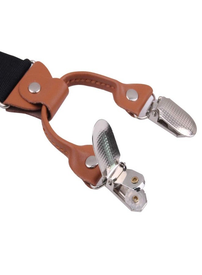 GUCHOL Suspenders Bow Tie for Mens and Women Heavy Duty Elastic Wide Suspenders Strong 4 Metal Clips Adjustable, Brown, L - Image 4