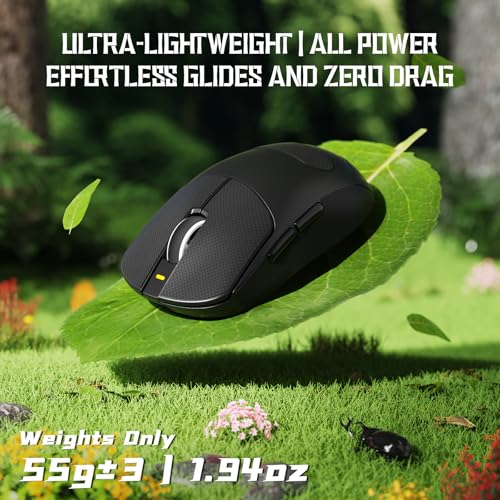 MAMBASNAKE Attack Shark X8 SE 55g Superlight Wireless Gaming Mouse,BK52820 Tri-Mode BT/2.4G Wireless/Wired Mouse with Grip Tape,25000DPI,500mAh,Large Size,5 Programmable Buttons for Pc/Mac(Black PRO) - Image 5