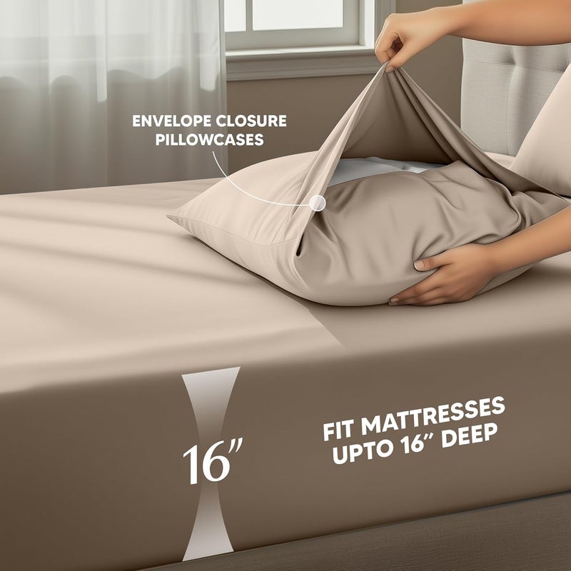 Utopia Bedding California King Bed Sheets Set - 4 Piece Bedding - Brushed Microfiber - Shrinkage and Fade Resistant - Easy Care (California King, Beige) - Image 4