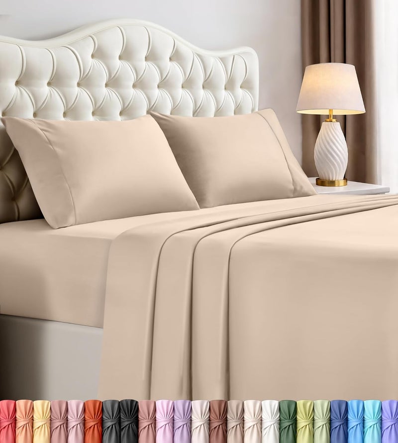 Utopia Bedding California King Bed Sheets Set - 4 Piece Bedding - Brushed Microfiber - Shrinkage and Fade Resistant - Easy Care (California King, Beige) - Image 1