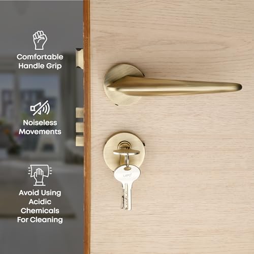 LAPO Heavy Duty Door Locks for Main Door, Door Locks for Bedroom, Mortise Lock for Door, Door Lock Handlesets with 3 Brass Key for Home,Office,Hotel | Antique Finish | 3 Years Warranty Ro-182 - Image 3