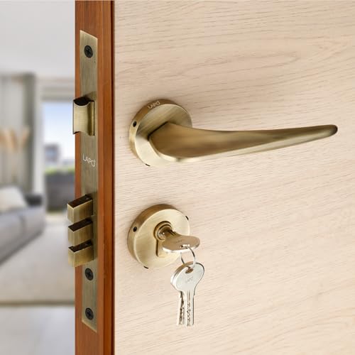 LAPO Heavy Duty Door Locks for Main Door, Door Locks for Bedroom, Mortise Lock for Door, Door Lock Handlesets with 3 Brass Key for Home,Office,Hotel | Antique Finish | 3 Years Warranty Ro-182 - Image 1