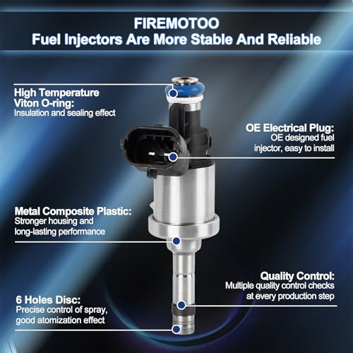FIREMOTOO Fuel Injectors Pack of 6 Compatible with Buick Enclave 0911 LaCrosse 1011 for Cadillac CTS 0811 for Chevy Camaro 1011 Traverse 0911 for GMC Acadia for Saturn Outlook 0910 36L V6 6 Holes - Image 3
