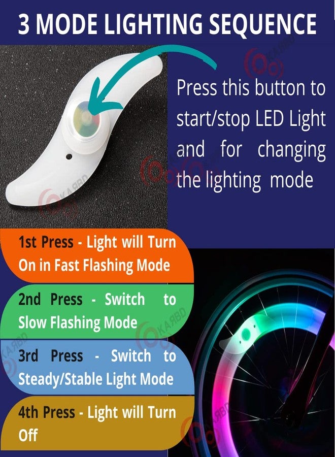 KARBD Spoke Light LED Bright Flashing Lamp Waterproof Blinking Cycling Reflectors for Mountain Bicycle Bike Scooty Cycle Decoration Strip Accessories Hot Wheel Rim Tyre (Pack of 2, Multicolour) - Image 2