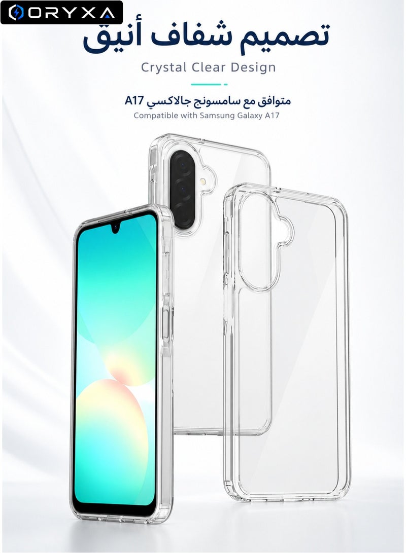 ORYXA Samsung Galaxy A17 Clear Case, 2-in-1 Slim TPU Cover with Screen Protector, Reinforced 4-Corner Shock-Absorption, Anti-Scratch Crystal Clear Bumper for Galaxy A17 5G/4G - Clear - Image 1