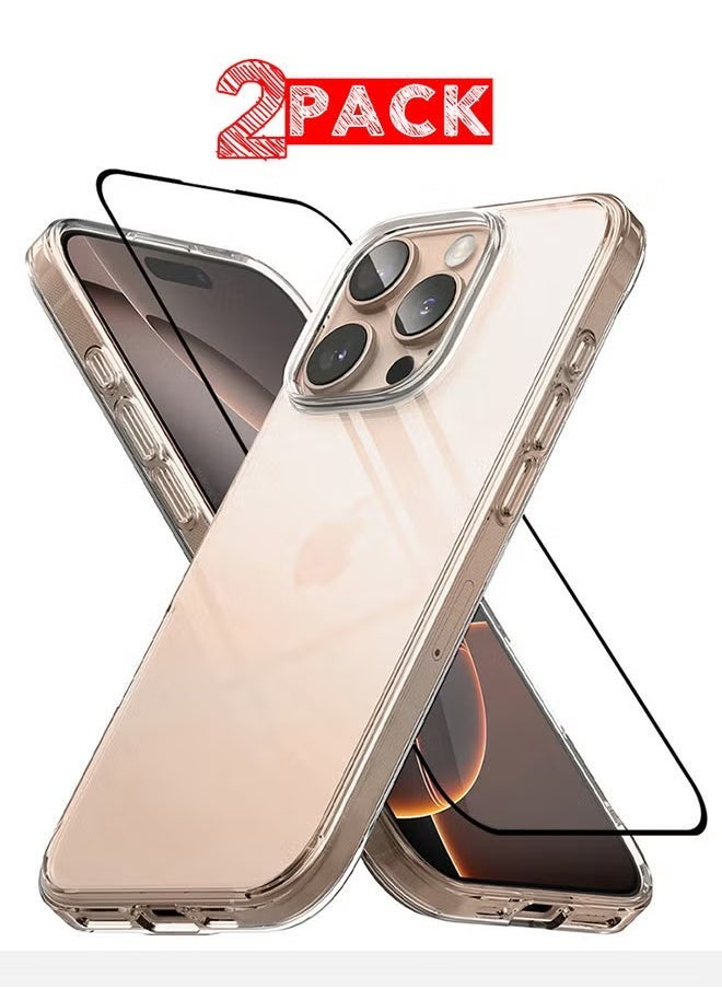 Raxoom 2-Pack iPhone 16 Pro Max Case & Screen Protector â€“ Clear TPU, Ultra Slim, Shockproof, Anti-Yellowing, Scratch-Resistant, Case Cover Clear - Image 1