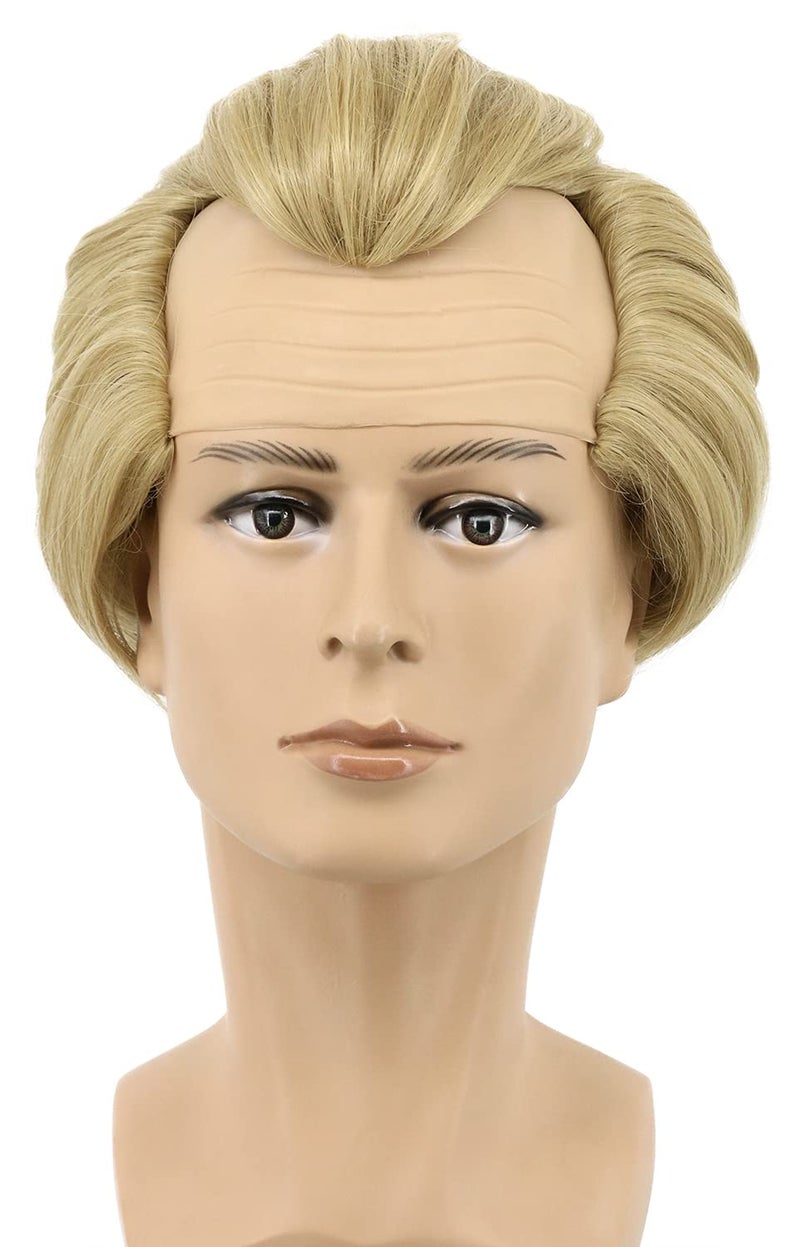 yuehong Short Blonde Mens Wig Fluffy Bald Head Wig Receding Hair Wig Synthetic Anime Costumes Cosplay Wigs