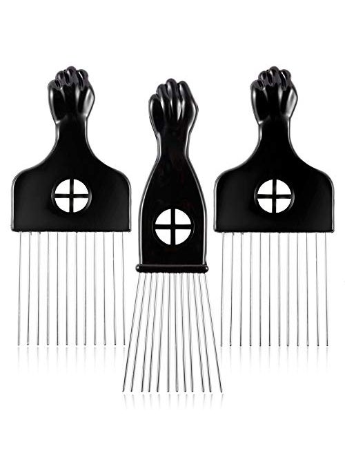 CAREHOOD - 3 Pack CAREHOOD Metal Afro Lift Comb  Wide Tooth for Mens and Womens CurlyTextured Hair Detangling Tool for Wigs Braids and Styling - Image 1