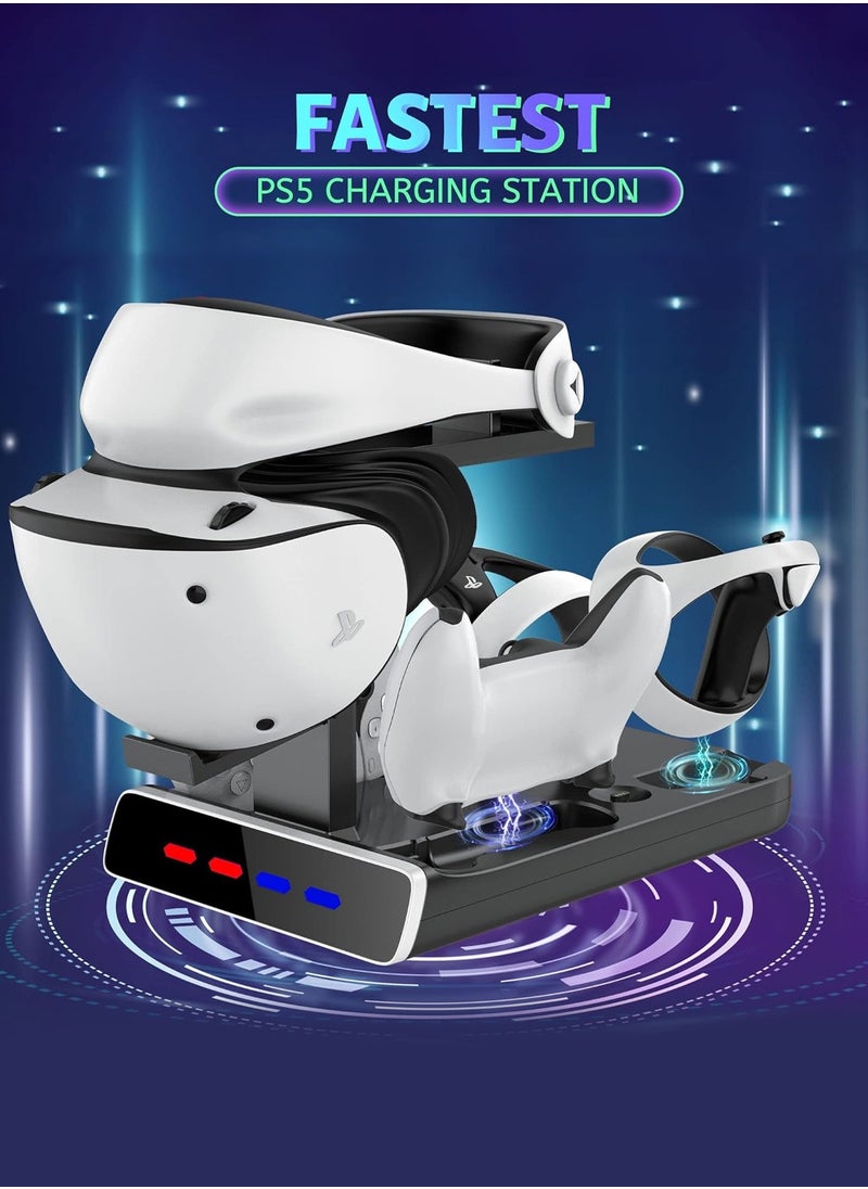 LEOKOR Charging Dock for PSVR2 Controller with LED Light,VR Stand Display Your PSVR2,Charging Compatible with PS-5 Controller Charger,Playstation VR2 Handle,Charging Cable,Seat Charger  - Image 3