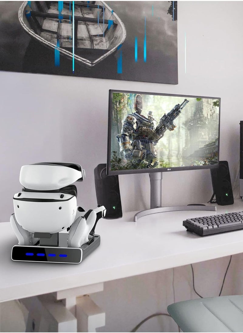 LEOKOR Charging Dock for PSVR2 Controller with LED Light,VR Stand Display Your PSVR2,Charging Compatible with PS-5 Controller Charger,Playstation VR2 Handle,Charging Cable,Seat Charger  - Image 4