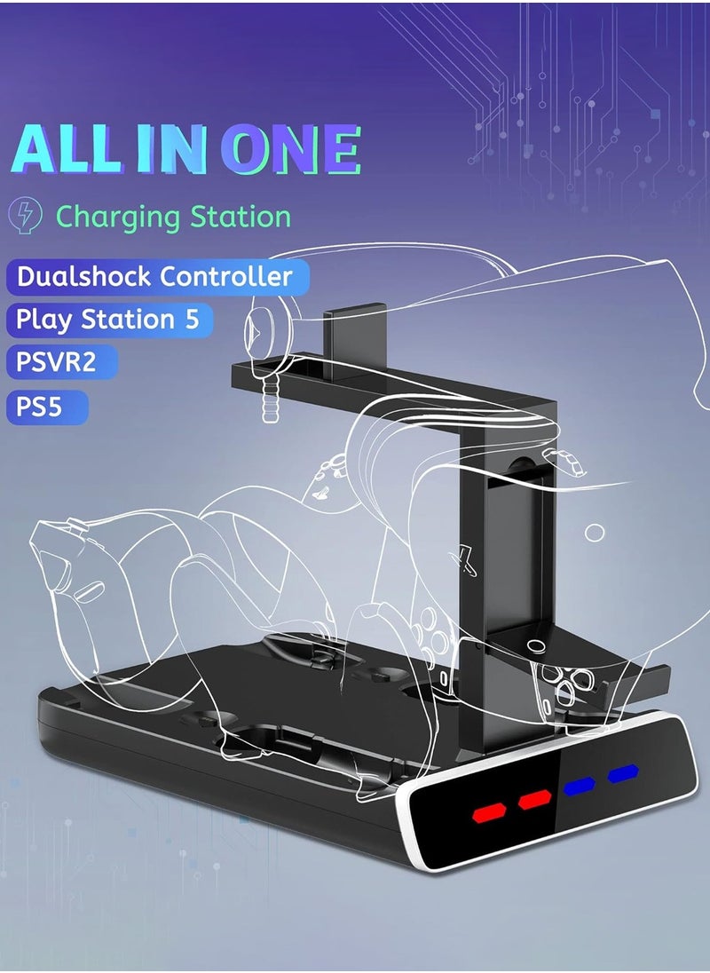 LEOKOR Charging Dock for PSVR2 Controller with LED Light,VR Stand Display Your PSVR2,Charging Compatible with PS-5 Controller Charger,Playstation VR2 Handle,Charging Cable,Seat Charger  - Image 2