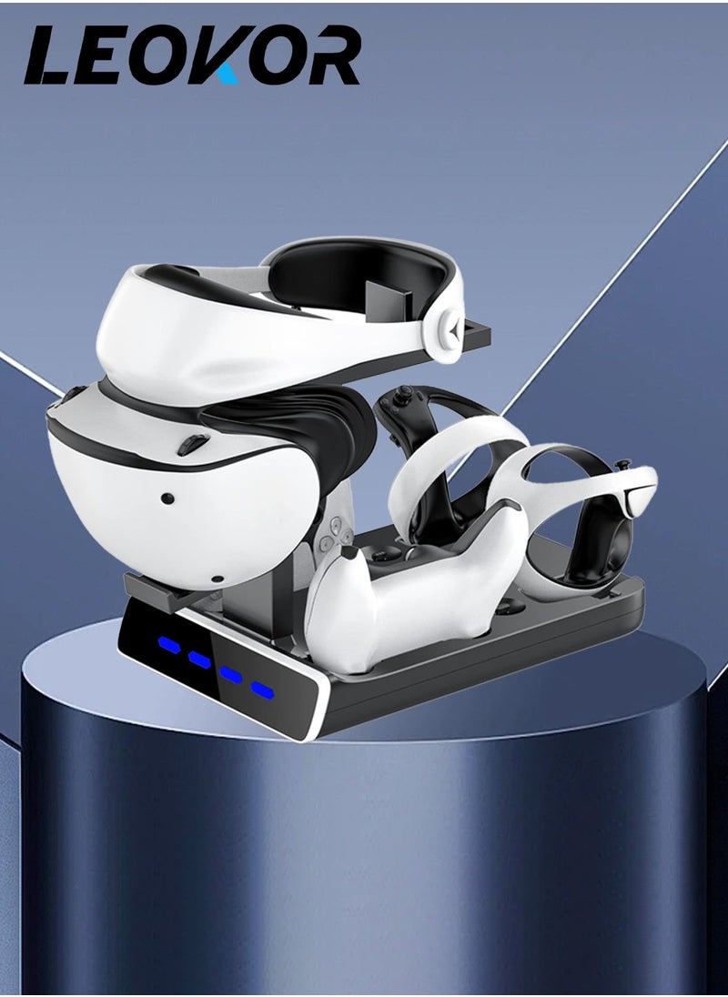 LEOKOR Charging Dock for PSVR2 Controller with LED Light,VR Stand Display Your PSVR2,Charging Compatible with PS-5 Controller Charger,Playstation VR2 Handle,Charging Cable,Seat Charger  - Image 1