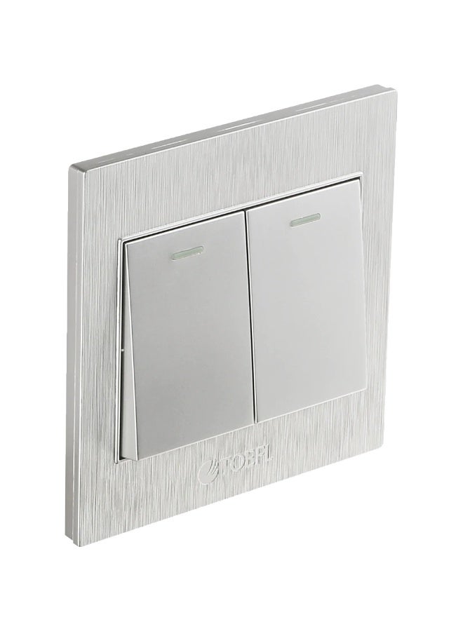 TOEFL Double light switch, 4 screw, silver, TOEFL