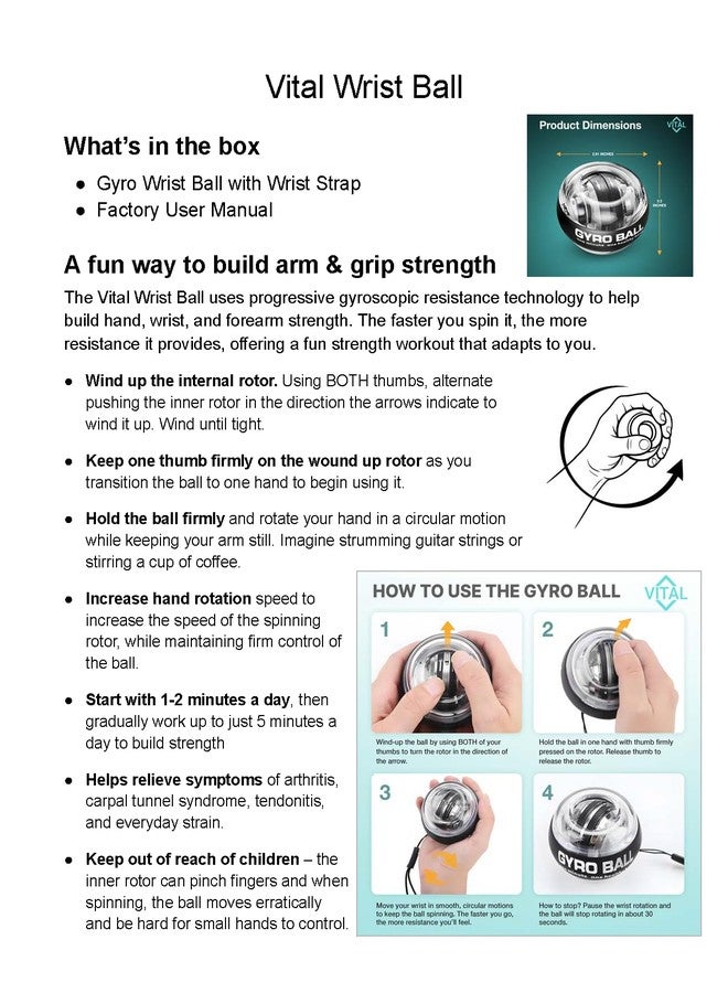 FREEZE2TRIM Vital Wrist Ball Exerciser Gyro Ball Hand Exercise Balls Grip Strength Tester Zinc Rotor Gyroscopic Hand Grip Strength Baseball Training Equipment Wrist Exerciser Equipment Forearm Trainer - Image 4