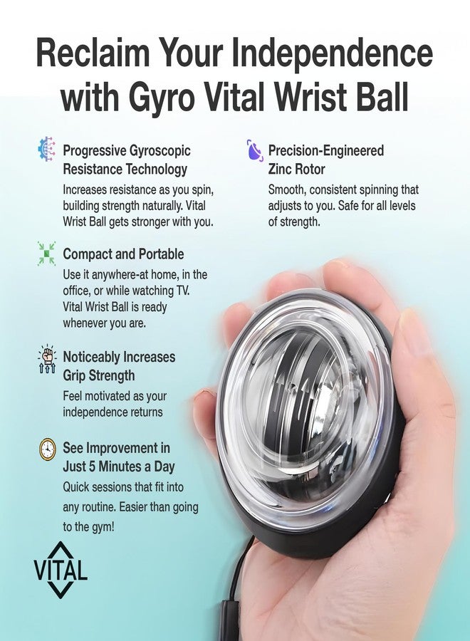 FREEZE2TRIM Vital Wrist Ball Exerciser Gyro Ball Hand Exercise Balls Grip Strength Tester Zinc Rotor Gyroscopic Hand Grip Strength Baseball Training Equipment Wrist Exerciser Equipment Forearm Trainer - Image 2