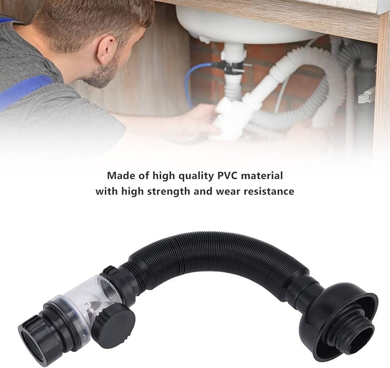 Flexible PVC Sink Drain Hose For Kitchen And Bathroom Basin In Black - Image 3