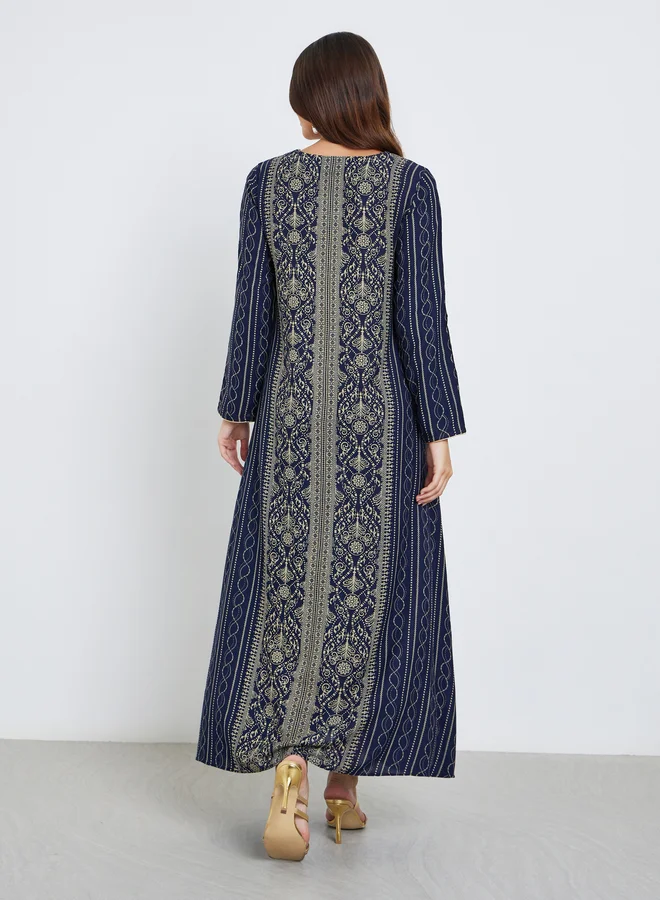 Maxim Creation Maxim Creation Gold Thread Embroidery Jalabiya with All Over Print