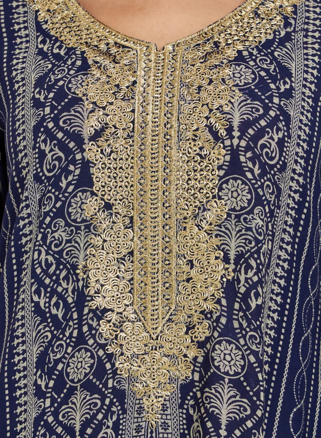 Maxim Creation Maxim Creation Gold Thread Embroidery Jalabiya with All Over Print
