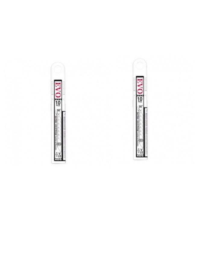 KDS VB-10 EVO Low Angle Snap-Off Knife Blades 9mm – 10 Segments – Pack of 2 (20 Blades Total) – Made in Japan - Image 1